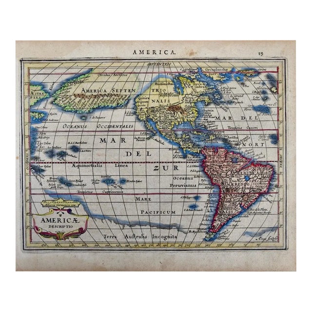 North & South America: A 17th Century Hand-colored Map by Jansson & Goos For Sale