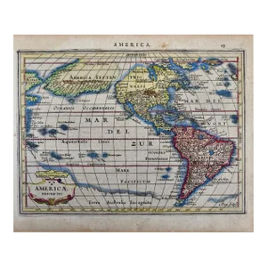 North & South America: A 17th Century Hand-colored Map by Jansson & Goos