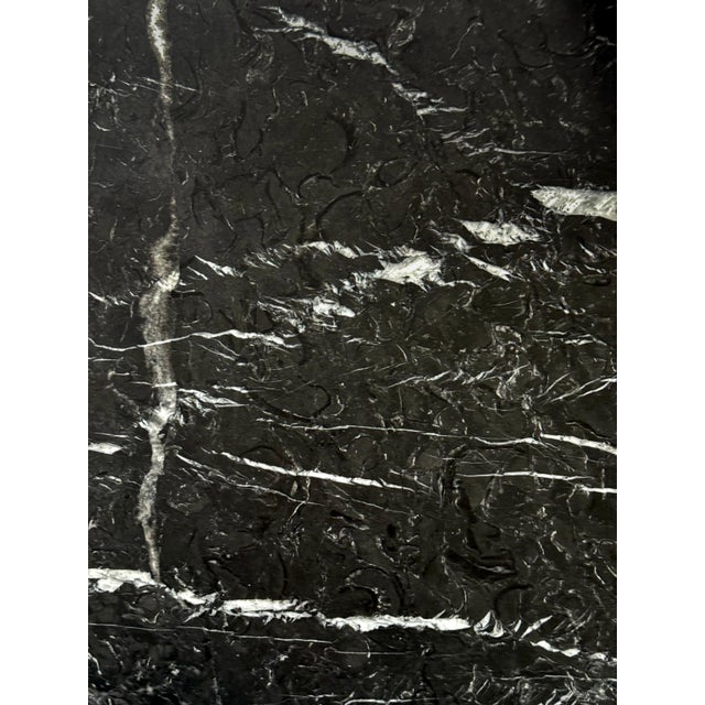 Early 21st Century Contemporary 72" Nero Marquina Marble Pedestal Dining Table Fabricated in Italy For Sale - Image 5 of 8