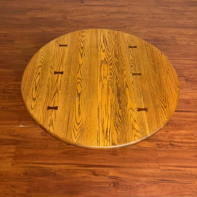 Conant Ball Connant Ball Solid Oak Round Dining / Game Table For Sale - Image 4 of 7
