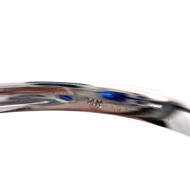 Early 21st Century 14k White Gold Emerald-Cut Blue Sapphire & Diamond Ring, Size 6 For Sale - Image 5 of 6