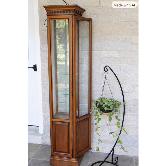 Wood Late 20th Century Brandt Solid Cherry Chippendale Diminutive Curio Cabinet For Sale - Image 7 of 13