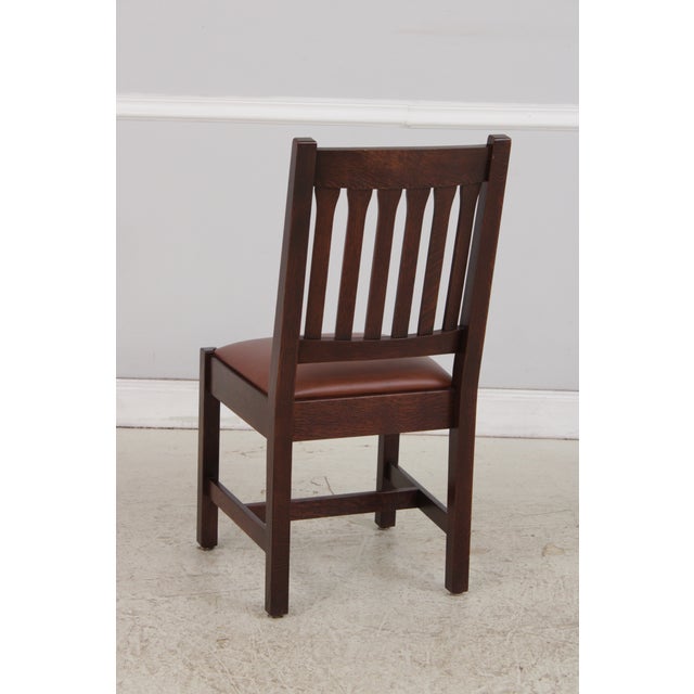 Wood Pair of Stickley Mission Oak Chairs c.2023 For Sale - Image 7 of 16