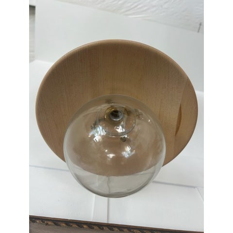 Mid 20th Century Mid-Century Modern Wood Shade Wall Sconce With Glass Globe For Sale - Image 5 of 11