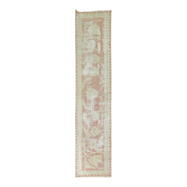 Soft Pink Antique Oushak Runner For Sale