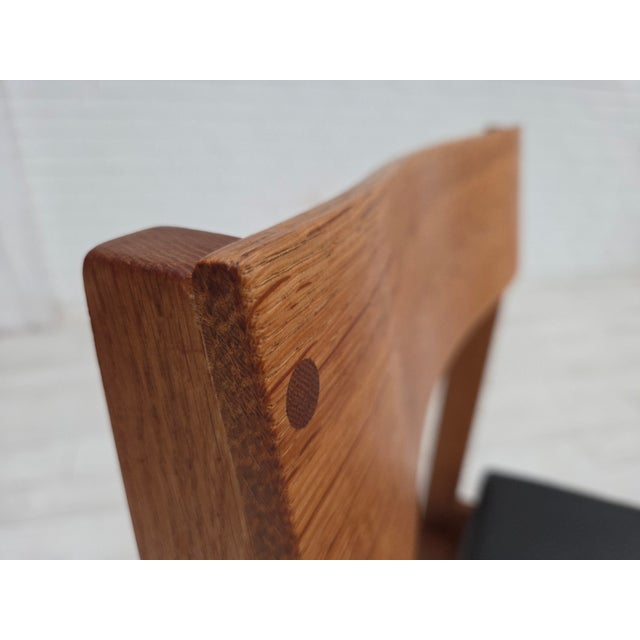 Vintage Danish Church Chairs in Leather and Oak, 1960s, Set of 3 For Sale - Image 14 of 18