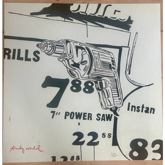 Printmaking Materials Andy Warhol Signed Lithography Print "Drills 7.88" 1980s Pop Art For Sale - Image 7 of 7