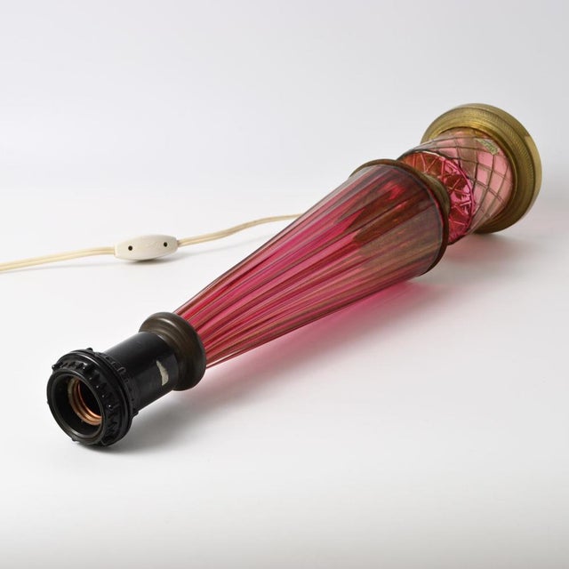 Italian Ruby Glass and Gold Table Lamp from Barovier & Toso For Sale - Image 9 of 14