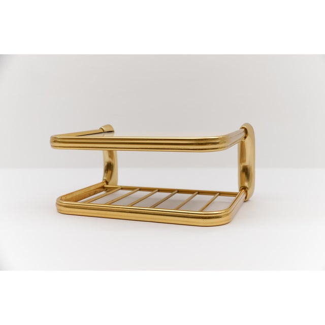 Mid-Century Modern Vintage Brass and Glass Wall Shelf, 1960s For Sale - Image 3 of 10
