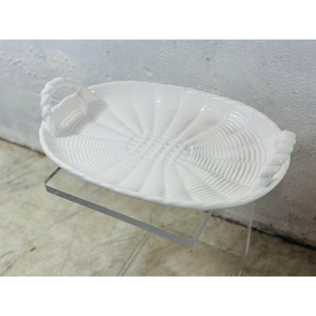 Ceramic Large Vintage Basket Weave Ceramic Platter For Sale - Image 7 of 7