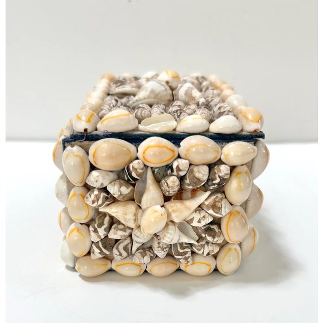 Folk Art 1940s Handcrafted Seashell Box, Coastal Palm Beach Decor For Sale - Image 3 of 10