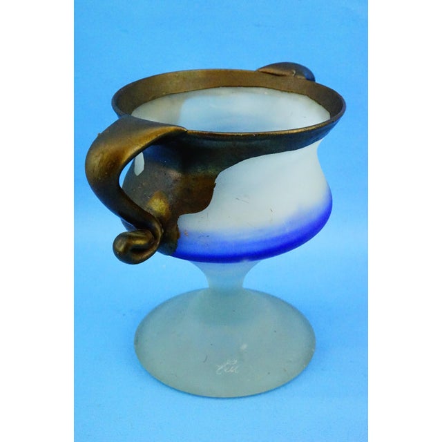 20th CenturyVase in Satin Glass and Galvanized Copper or Bronze by Filip Ravert, Bucharest, 1970s For Sale - Image 4 of 18
