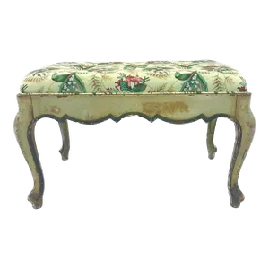Antique Tufted Floral Upholstered Bench