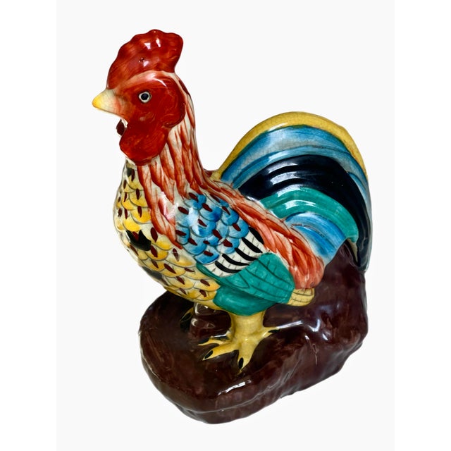 A colorful polychrome rooster with highly detailed design. Unsigned. Circa mid 20th century.