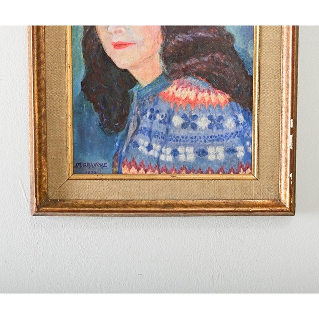 Modern French Vintage 1978 Framed Portrait For Sale - Image 3 of 7