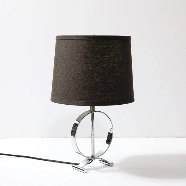 Metal Art Deco Open Form Machine Age Table Lamp in Chrome For Sale - Image 7 of 12