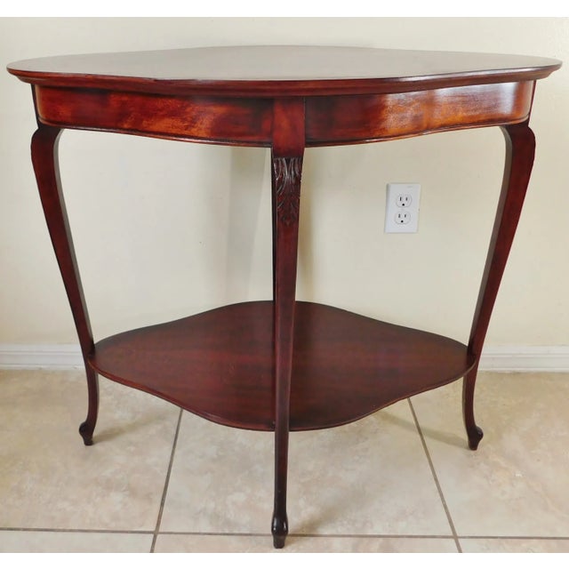 Large Antique Early 1900s Queen Anne Flame Mahogany Wood Accent Center Table For Sale - Image 12 of 12