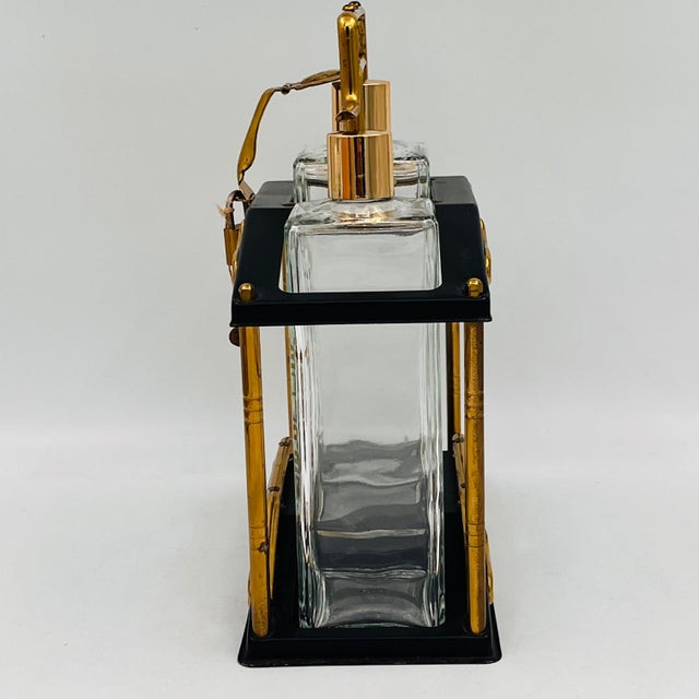 Mid 20th Century Mid-Century Modern Black and Gold Tantalus Decanter Set, Liquor Caddy, Portable Bar For Sale - Image 10 of 18