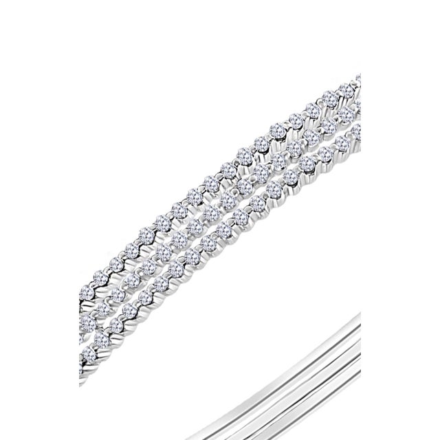 Contemporary 1.3 Carat Diamond Three Rows Bangle /Bracelet in 18 Karat White Gold 15 Grams For Sale - Image 3 of 18
