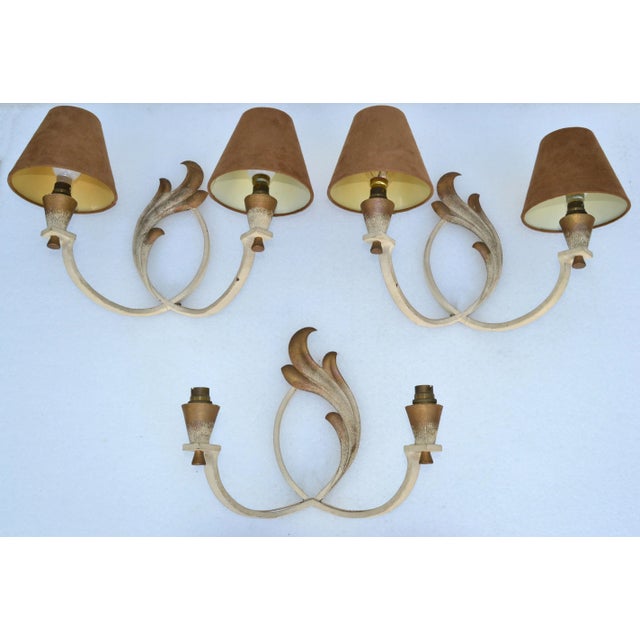 Carlo Scarpa Riccardo Scarpa Wrought Iron Sconces & Shades, Wall Lights Art Deco Italy 1950 For Sale - Image 4 of 13