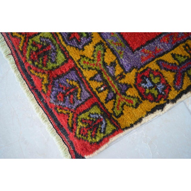 1960s Hand Knotted Door Mat, Entryway Rug, Bath Mat, Kitchen Decor, Small Rug, Turkish Rug - 2′ × 3′5″ For Sale - Image 11 of 13