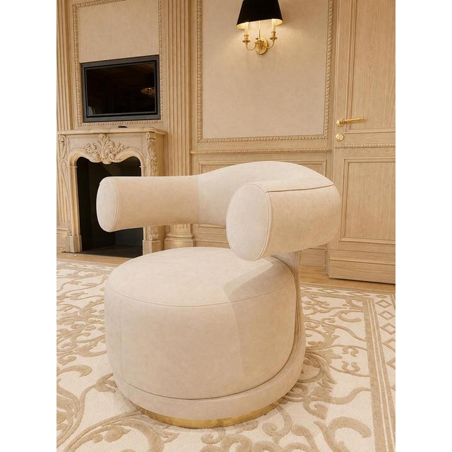 Brown HAHA Armchair in Suede Leather by Christophe Perichon For Sale - Image 8 of 17