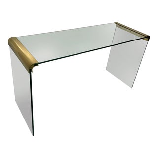 Mid-Century Modern Brass and Glass Console or Sofa Table by Leon Rosen for Pace For Sale