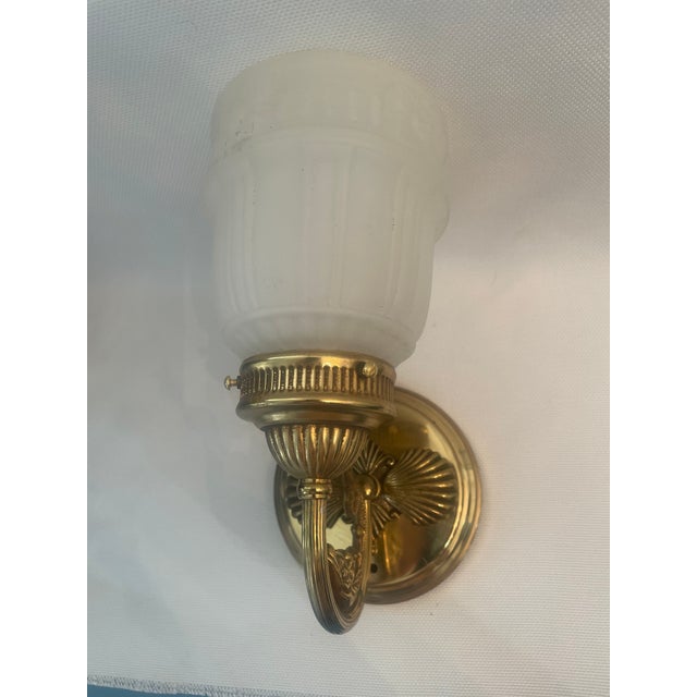 Vintage Brass Koi Fish and Clamshell Wall Sconce With Glass Shade