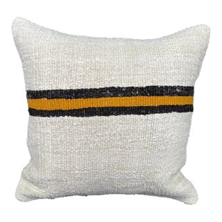 Turkish Hemp Pillow Cushion Natural Beige Black Cushion Cover 20"x20" For Sale