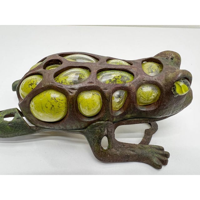 Japanese Iron and Blown Glass Frog Garden Lantern, 1970s For Sale - Image 10 of 18