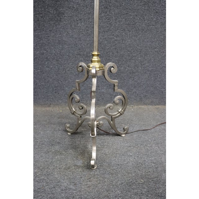 Late 20th Century Directoire Style Stainless & Brass Floor Lamp For Sale - Image 9 of 16