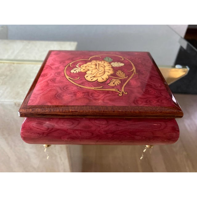 Italian Late 20th Century Reuge 6257 Violet Stained Wooden Music and Jewelry Box For Sale - Image 3 of 9