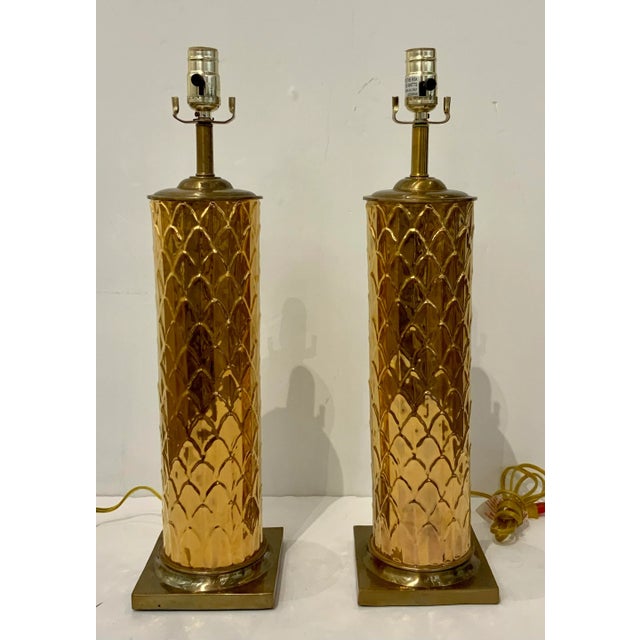 2020s Currey & Co. Modern Gold Botanical Table Lamps Pair For Sale - Image 5 of 5