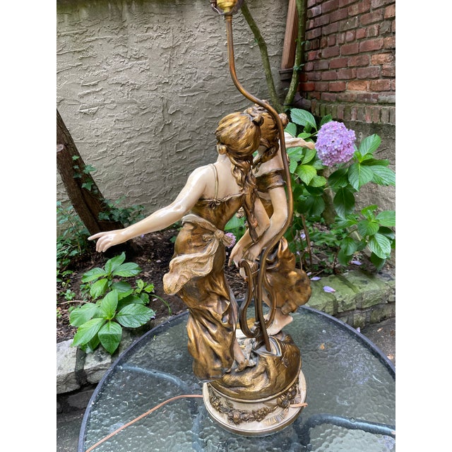J. B. Hirsch 1920s Art Nouveau Signed Moreau Lamp For Sale - Image 4 of 12