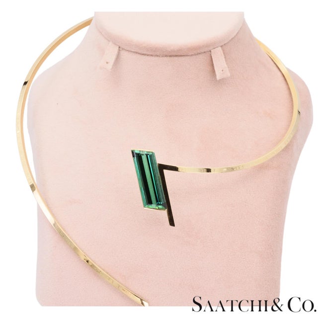 18k (750) Yellow Gold Stylish Tourmaline Necklace For Sale - Image 9 of 14