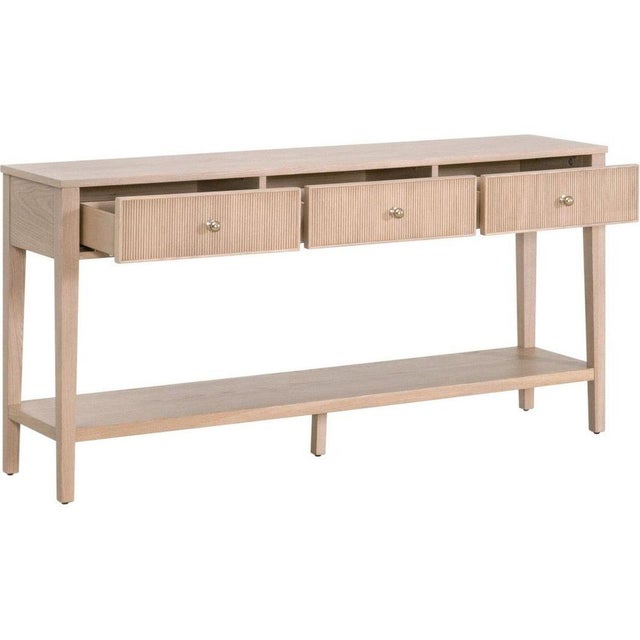 Transitional Highland Wooden 3-Drawer Sofa Table For Sale - Image 3 of 8