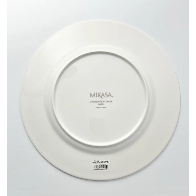 Mikasa Mikasa “Cameo Platinum” Bone China Dinner Plates - Set of 4 For Sale - Image 4 of 5