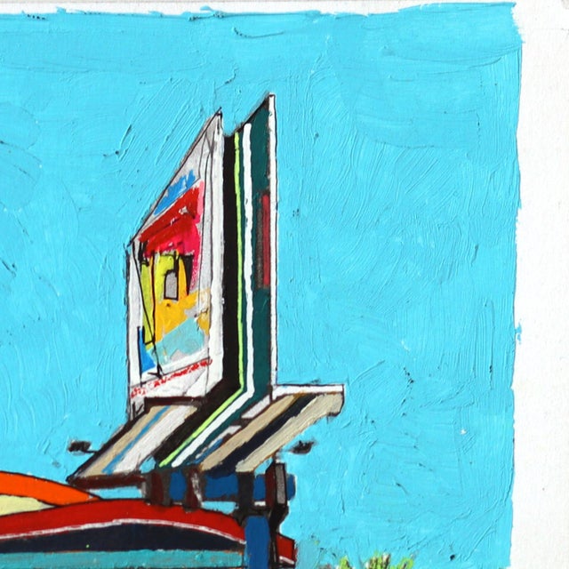 2020s Redondo Afternoon - Original Contemporary Cityscape Mixed Media Painting on Paper by Fabio Coruzzi For Sale - Image 5 of 6