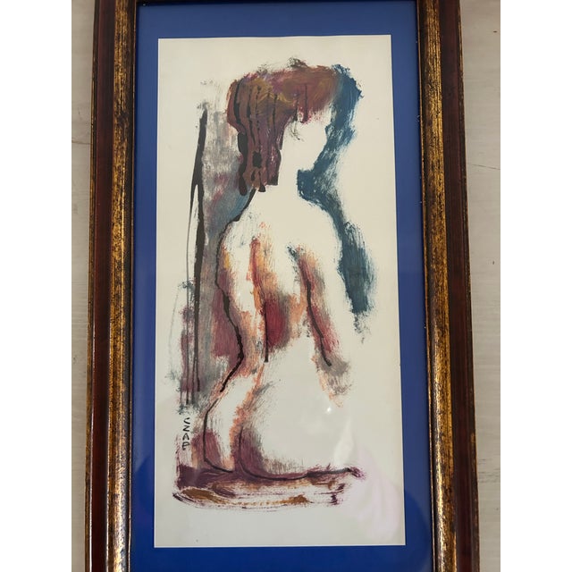 Vintage Original Small Framed Painting of Torso of Woman Entitled ‘Sitting Pretty’ For Sale - Image 4 of 9