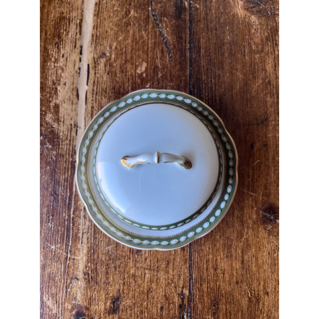 Limoges, France Late 20th Century Ancienne Manufacture Royale De Limoges France Marie Antoinette Pattern Round Butter Dish For Sale - Image 4 of 9