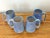 Vintage set of 4 blue spongeware pottery mugs. Like your favorite cozy blue jeans, they go with everything. I ship quickly...