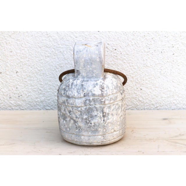 Antique White Iron Handle Carved Stone Door Stop For Sale - Image 8 of 10