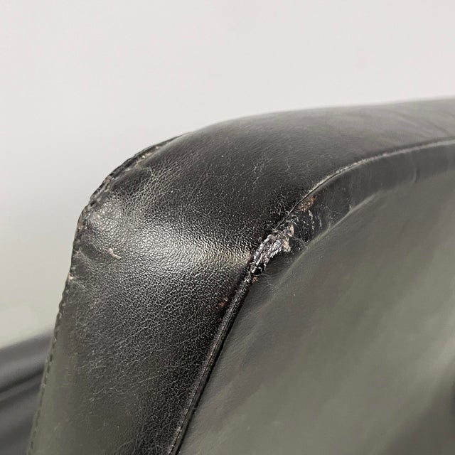 Black Italian Modern Chair in Black Leather and Steel, 1980s For Sale - Image 8 of 18