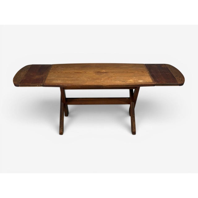 1960s Danish Modern, Brutalist Dining Table, Stained Pine, Denmark, 1960s For Sale - Image 5 of 18