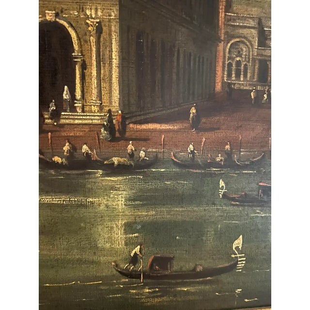 1950s, Mid-Century Venetian Veduta Oil on Canvas Painting of San Marco, Venice, in Gilt Frame For Sale - Image 4 of 16
