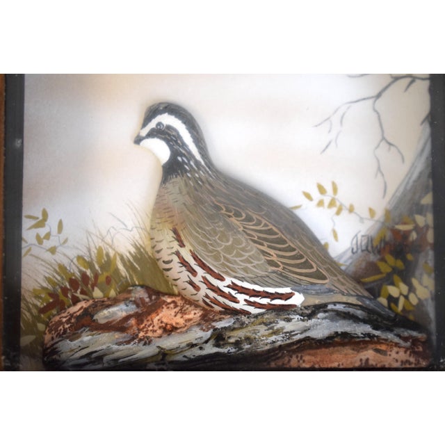 Hand Painted Quail Composition Relief Sculpture & Landscape by Joseph Q. Whipple (Signed) For Sale - Image 4 of 5