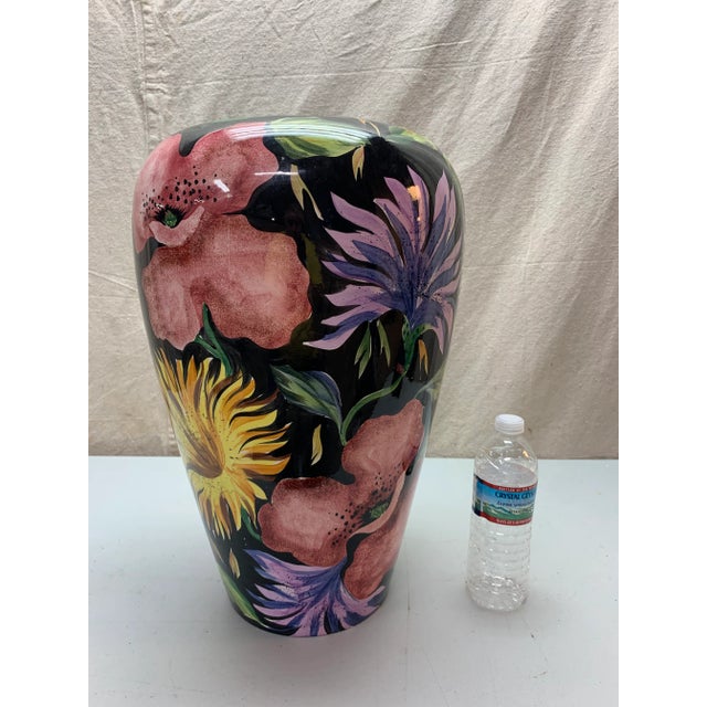 Ceramic Vintage Large Italian Hand-Painted Porcelain Vase For Sale - Image 7 of 10