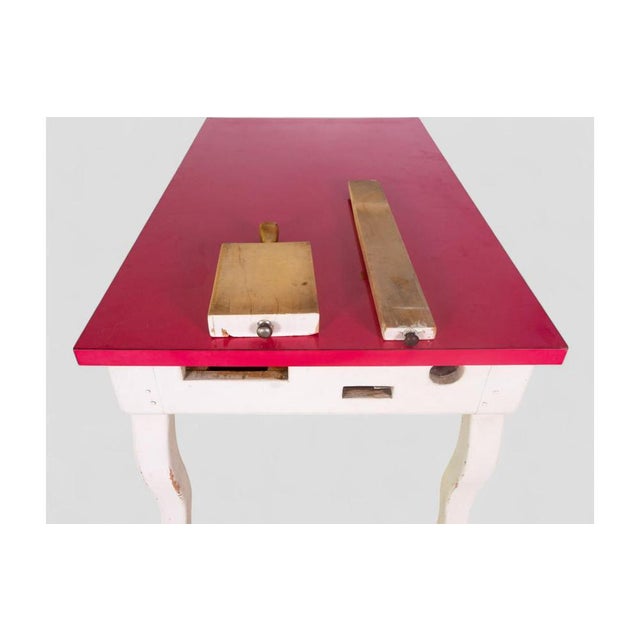 Vintage Kitchen Table with Red Formica Top and Shaped Legs For Sale - Image 10 of 13