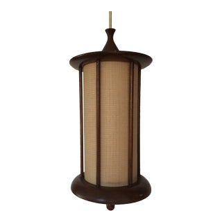 1950s Mid Mod Walnut Swag Lamp For Sale