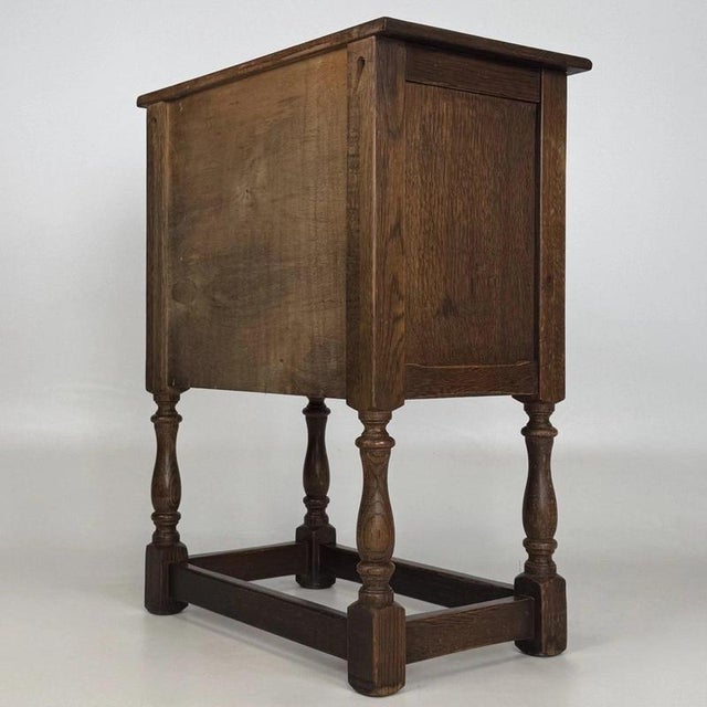 Wood Small Antique English Oak Cabinet, 1900s For Sale - Image 7 of 11
